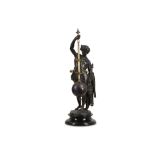 A LATE 19TH CENTURY FRENCH SPELTER FIGURAL TORSION PENDULUM MYSTERY CLOCK