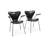 ARNE JACOBSEN for FRITZ HANSEN: Two model 3207 Series 7 armchairs,