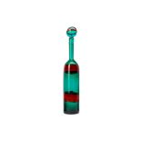 FULVIO BIANCONI for VENINI ITALY: A striped glass bottle with stopper