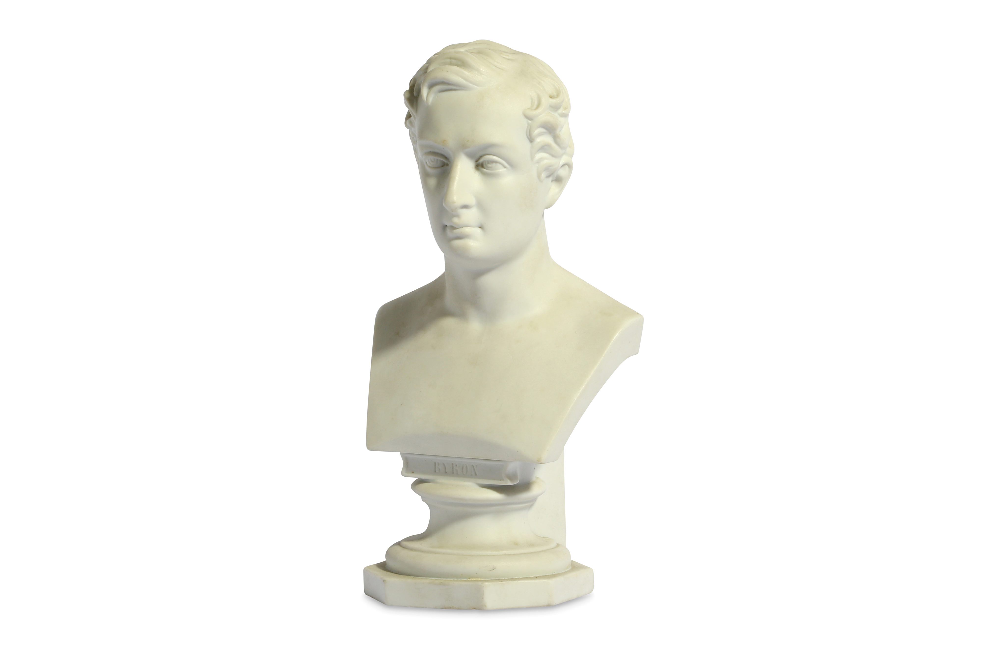 AN EARLY BISQUE PORCELAIN BUST OF LORD BYRON - Image 5 of 5