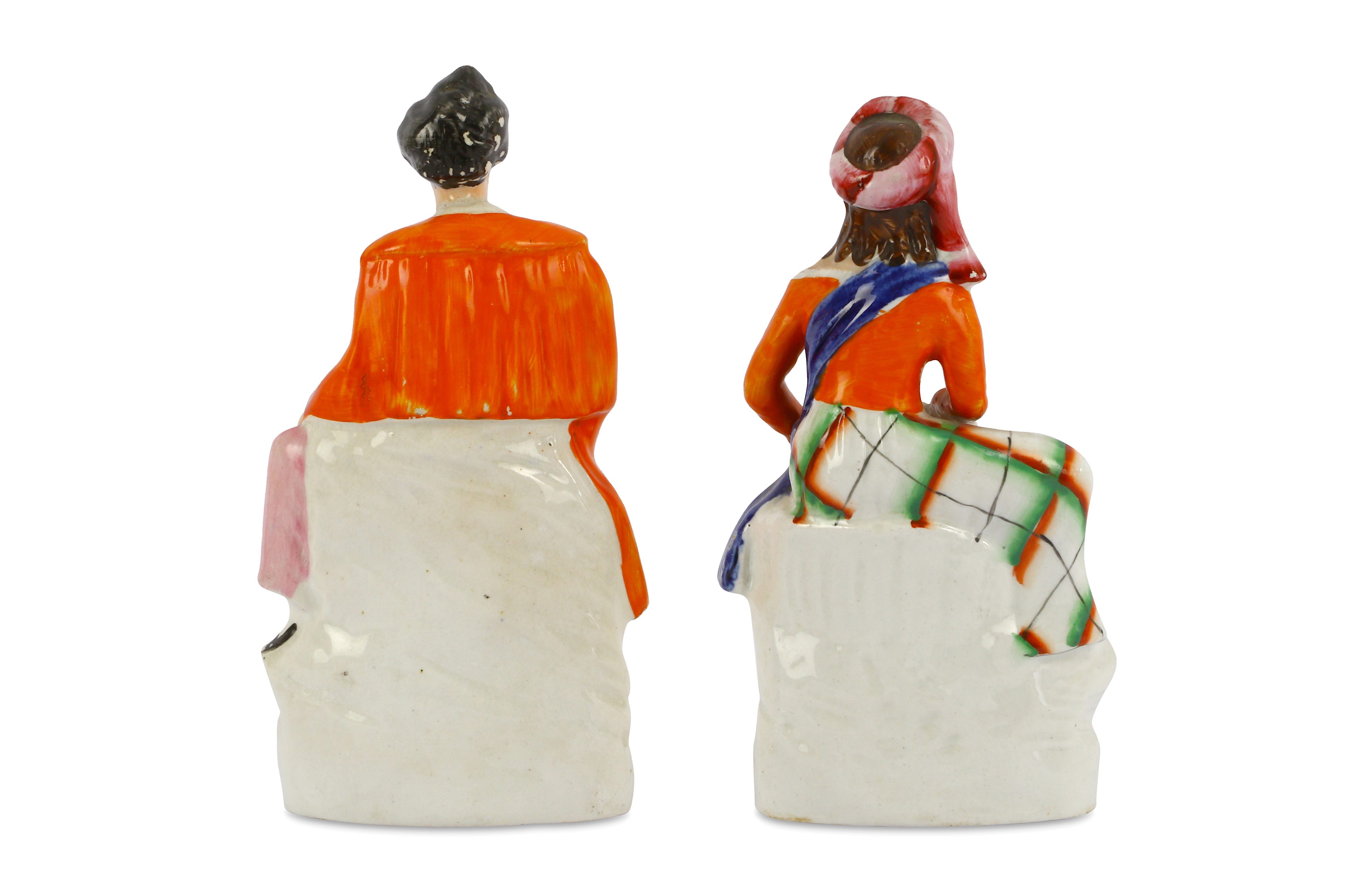 A PAIR OF GLAZED STAFFORDSHIRE FIGURES OF LORD BYRON AND TERESA MAKRI - Image 2 of 7