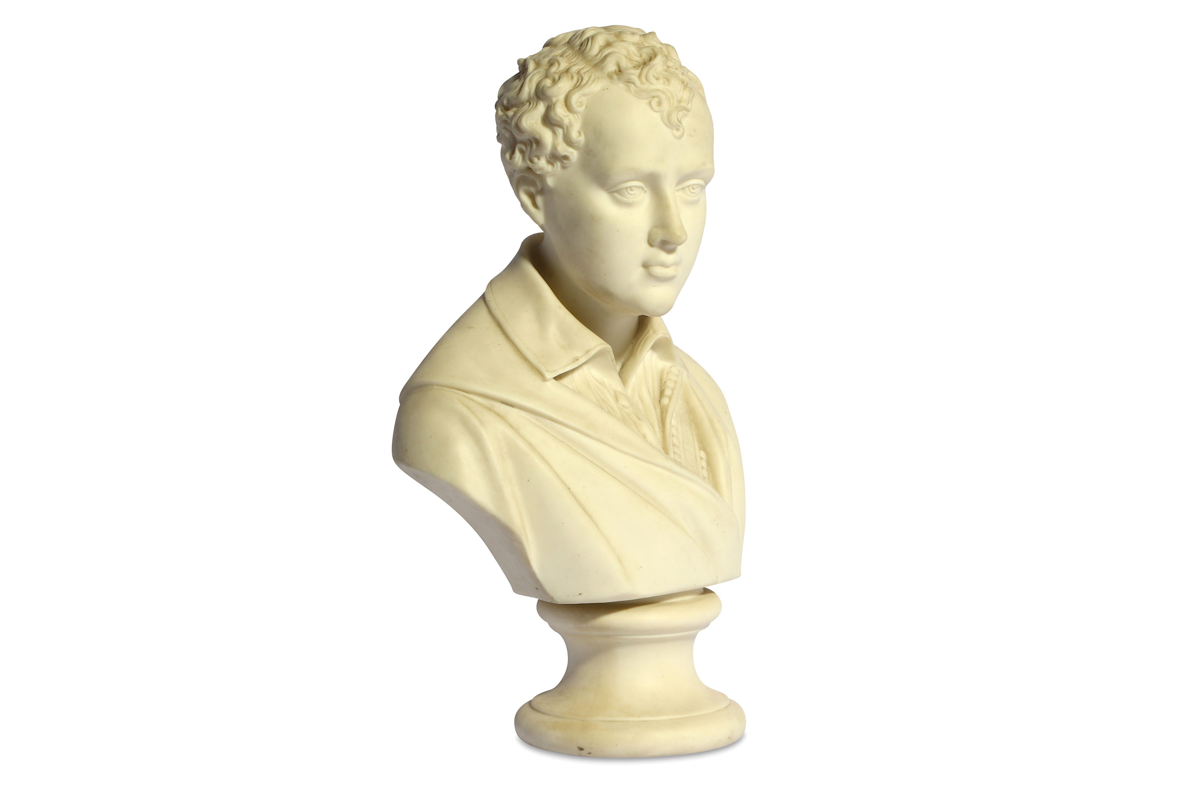 A BISQUE PORCELAIN BUST OF LORD BYRON - Image 2 of 4