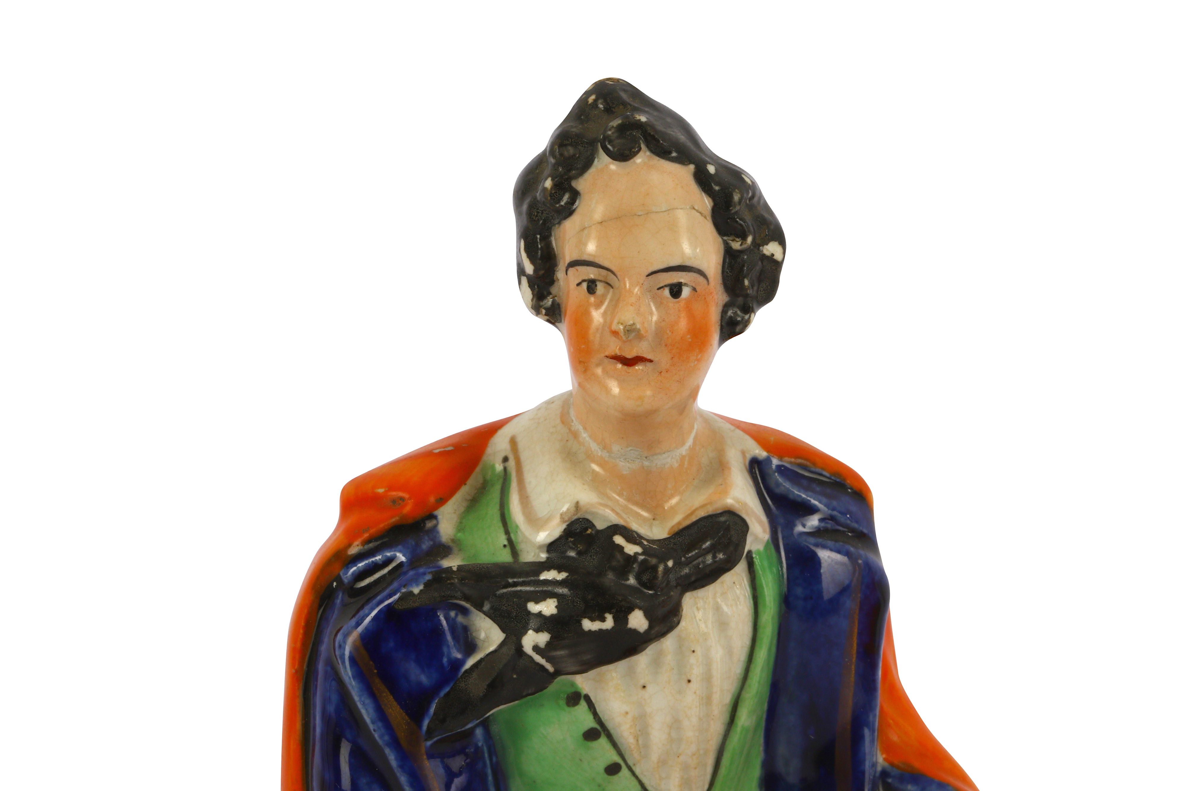A PAIR OF GLAZED STAFFORDSHIRE FIGURES OF LORD BYRON AND TERESA MAKRI - Image 4 of 7