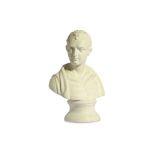 A LARGE BISQUE PORCELAIN BUST OF LORD BYRON