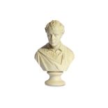 A BISQUE PORCELAIN BUST OF LORD BYRON