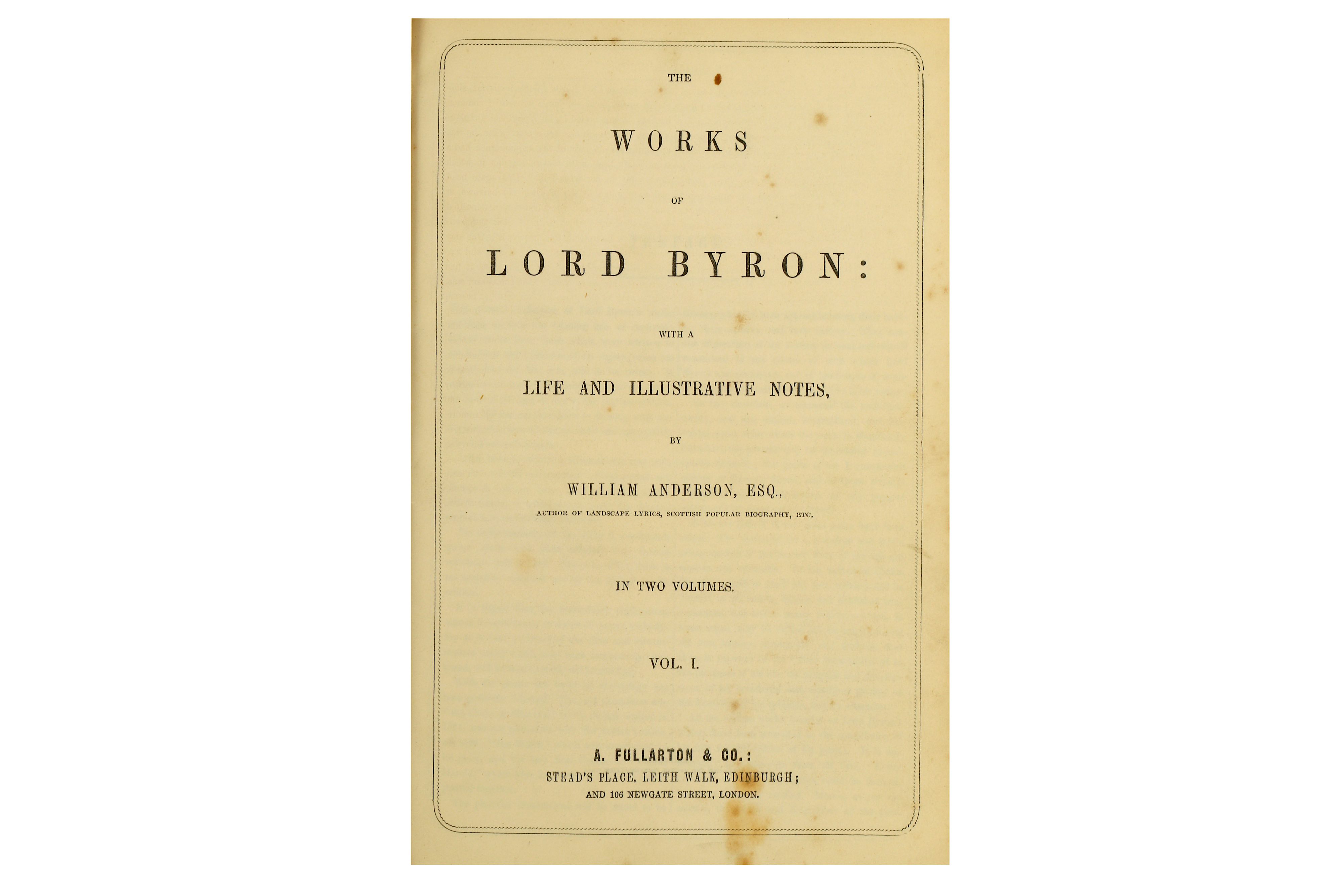 TWO VOLUMES OF THE WORKS OF LORD BYRON - Image 3 of 10