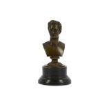 AN EARLY VICTORIAN BRONZE BUST OF LORD BYRON