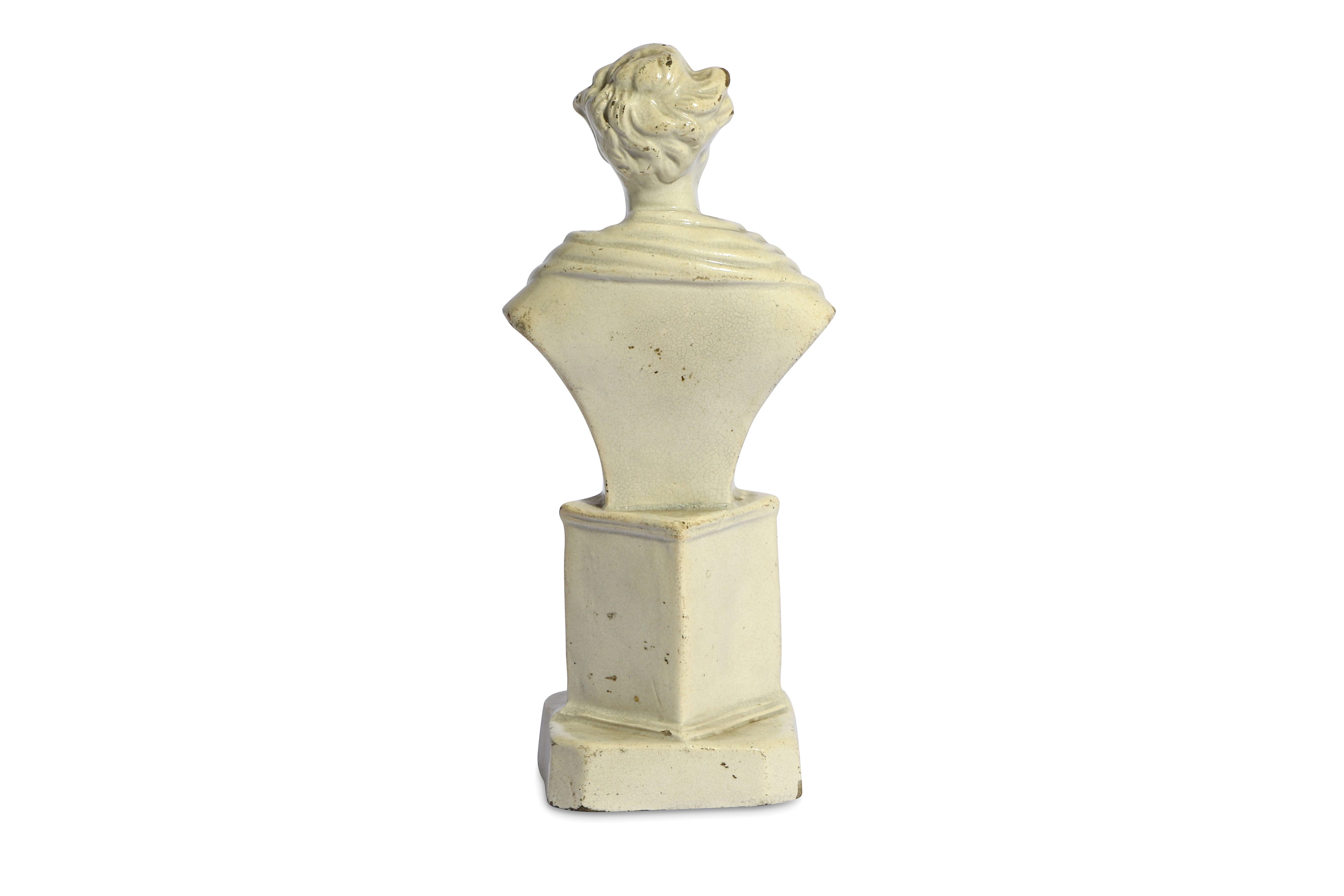 AN EARLY STAFFORDSHIRE WHITE GLAZED POTTERY BUST OF LORD BYRON - Image 6 of 6