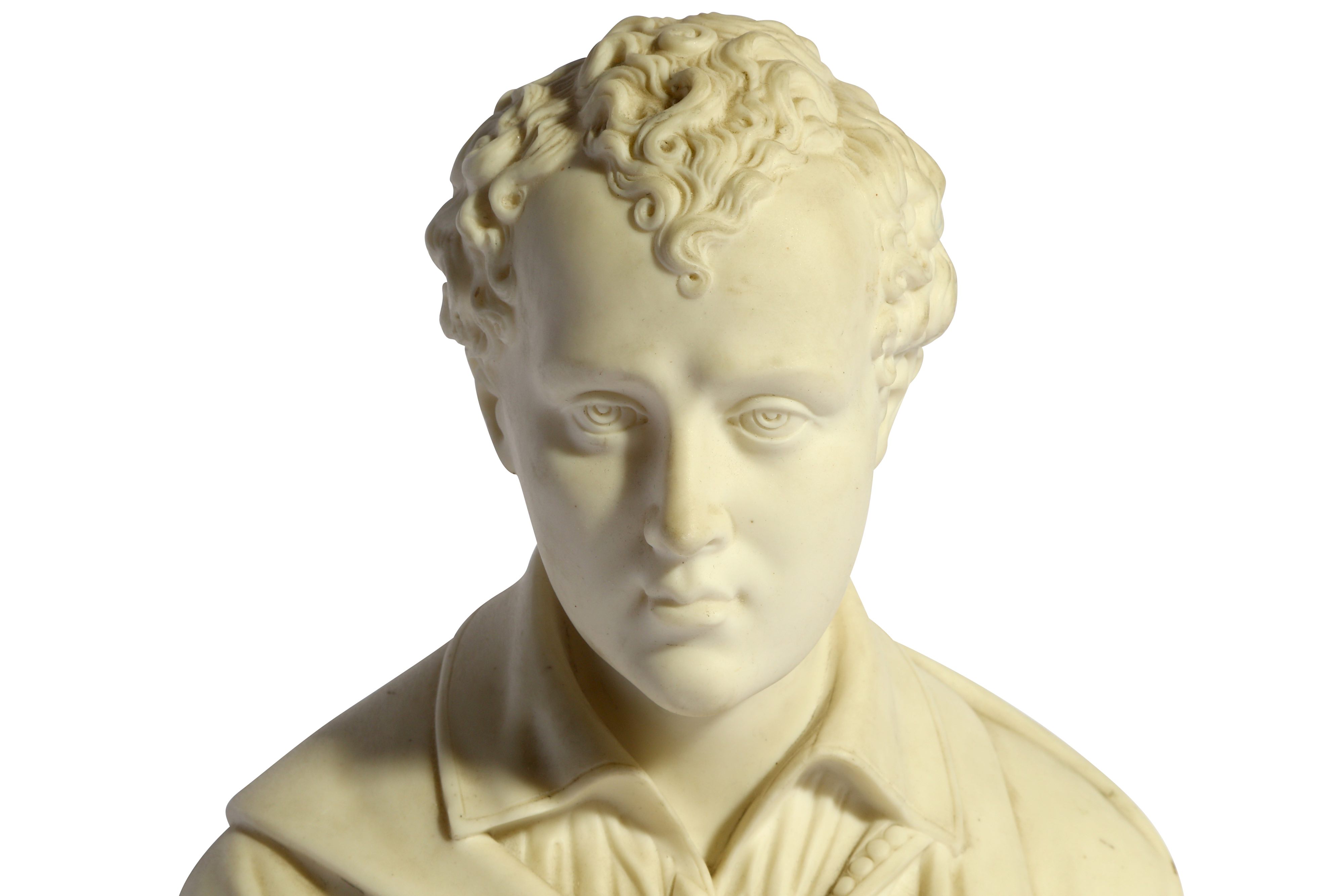 A BISQUE PORCELAIN BUST OF LORD BYRON - Image 4 of 4