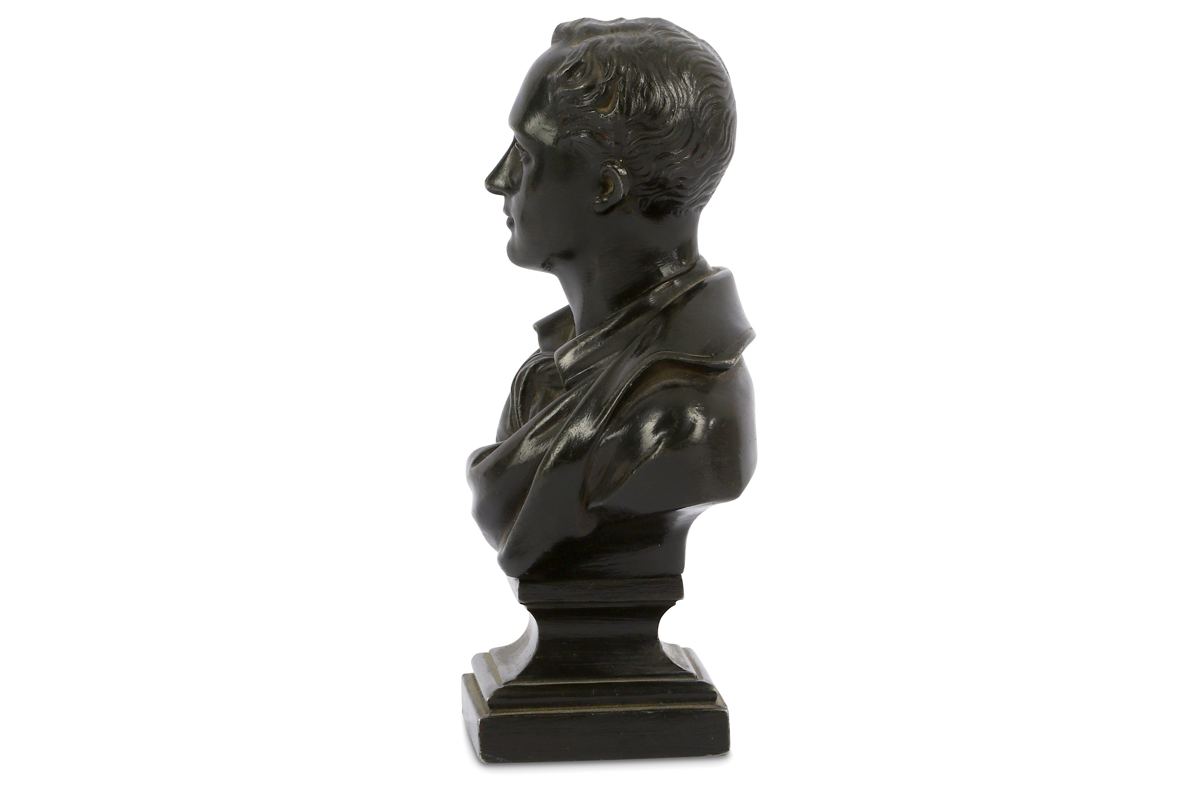 A PATINATED SPELTER BUST OF LORD BYRON - Image 3 of 6