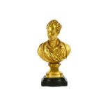 A GILT BRONZE BUST OF LORD BYRON IN GREEK UNIFORM