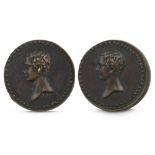 TWO RARE BRONZE TOKENS COMMEMORATING BYRON'S DEATH