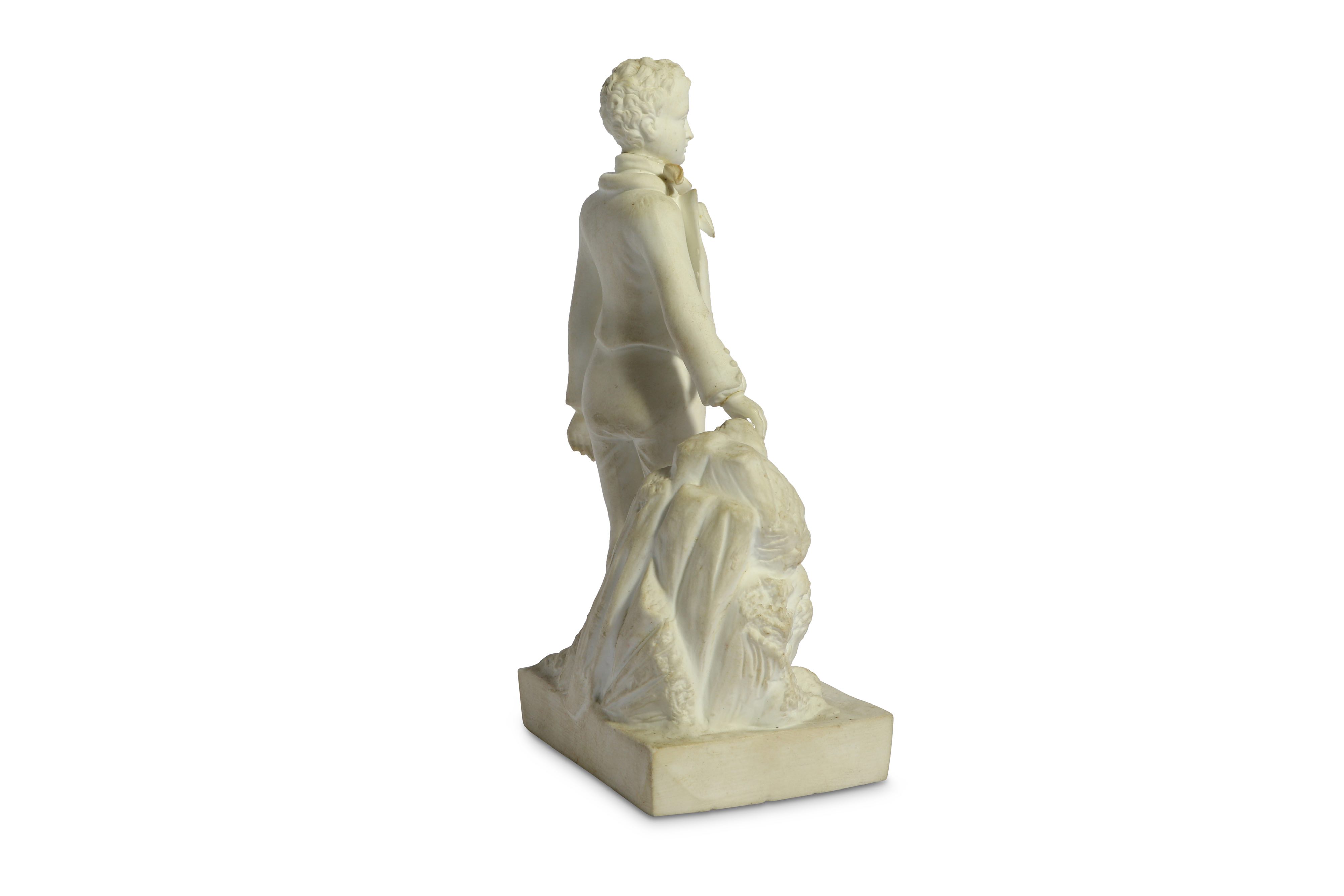 A ROCKINGHAM BISQUE PORCELAIN FIGURE OF LORD BYRON - Image 4 of 6