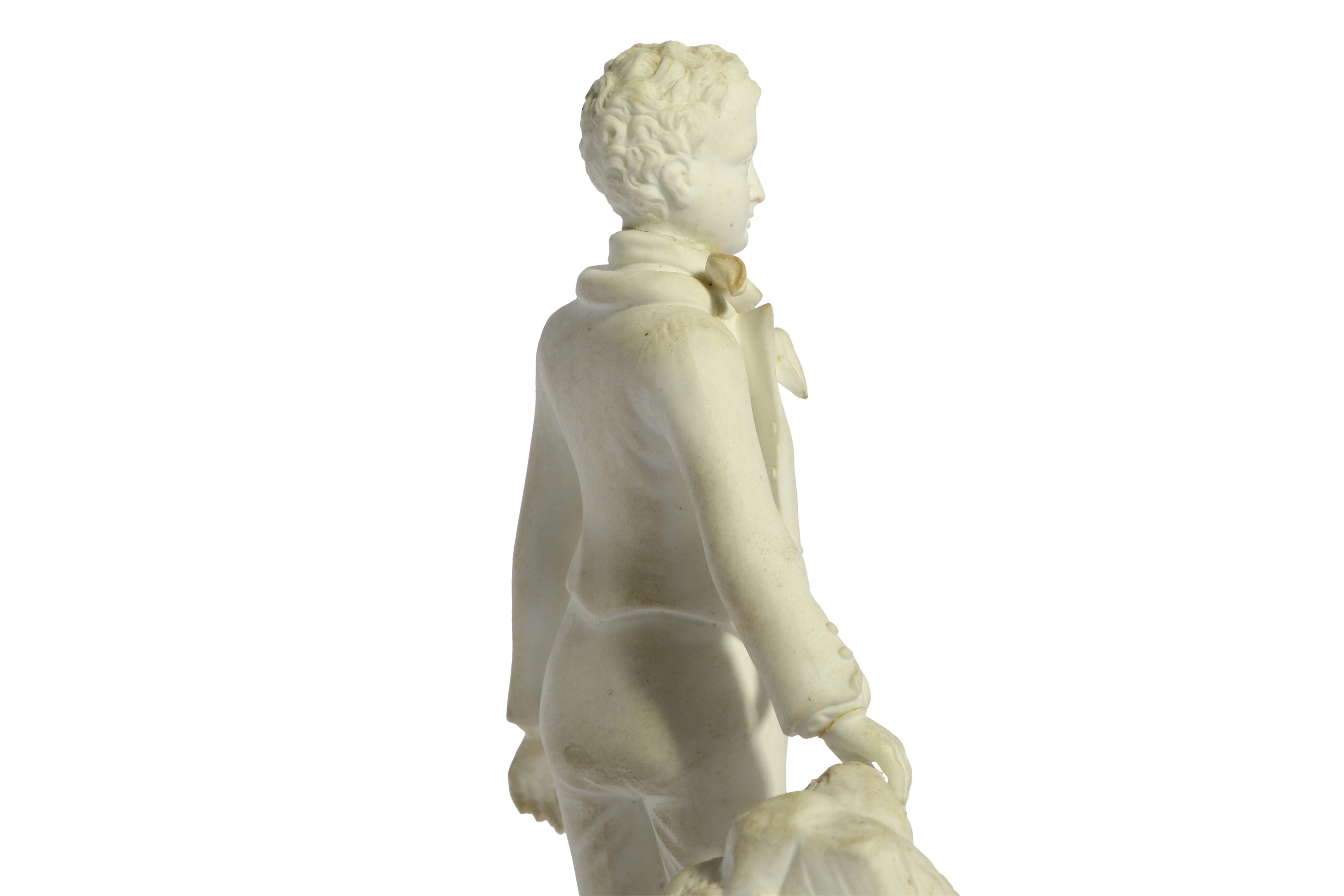 A ROCKINGHAM BISQUE PORCELAIN FIGURE OF LORD BYRON - Image 3 of 6