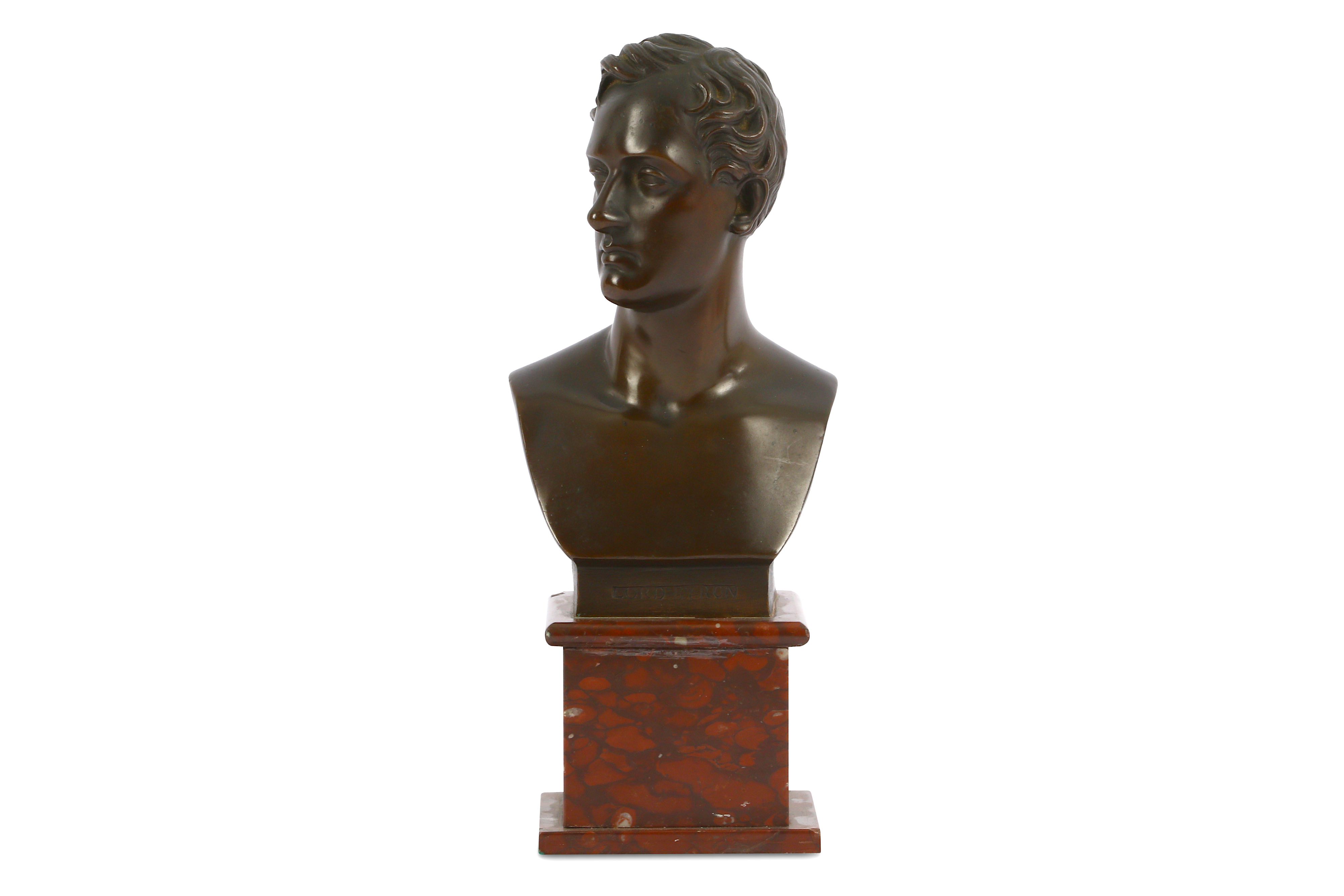 A BRONZE BUST OF LORD BYRON - Image 2 of 8