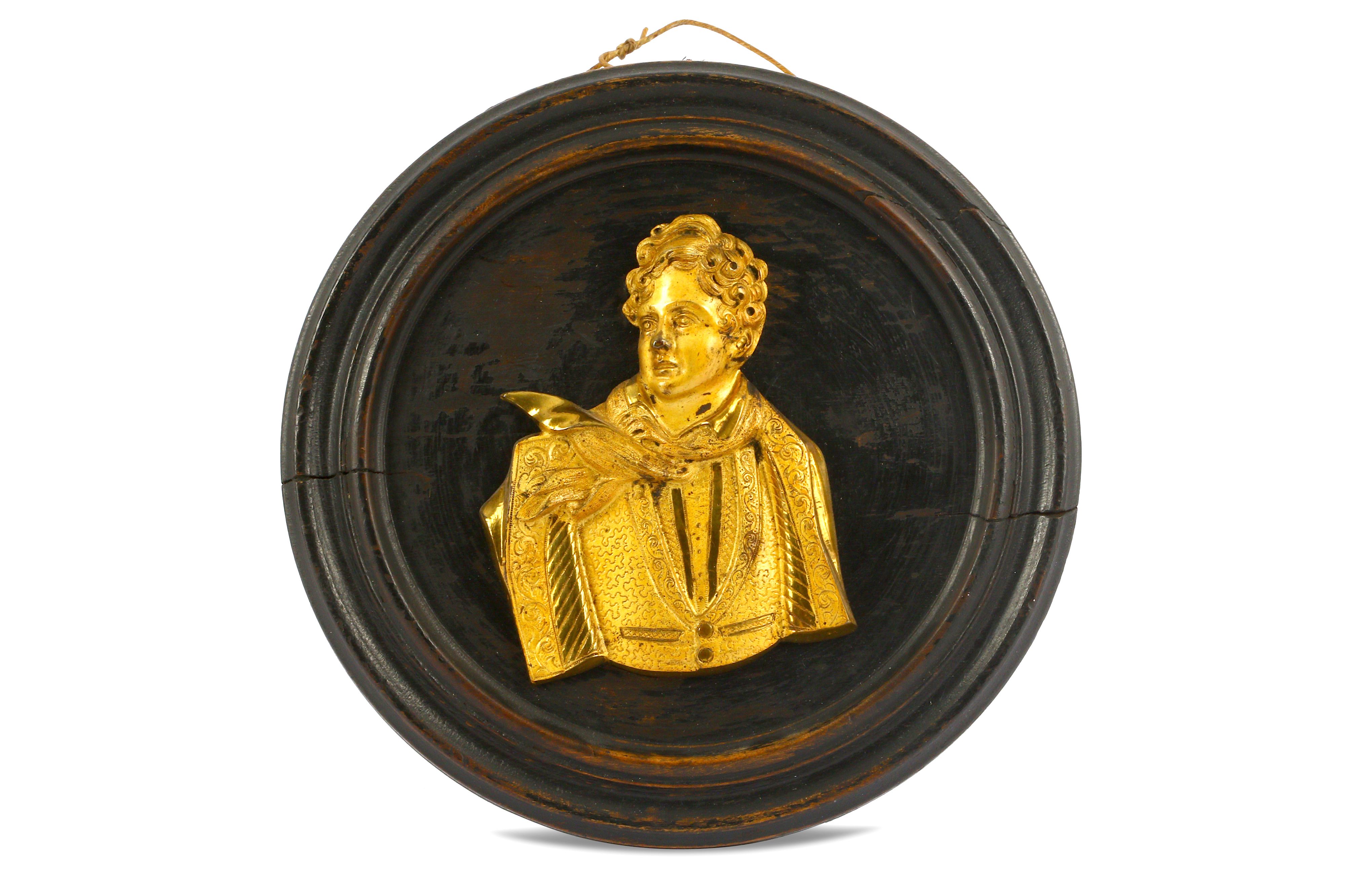 A GILT BRONZE PLAQUE OF LORD BYRON AS A YOUNG SAILOR