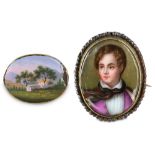 A MINIATURE PORTRAIT OF LORD BYRON AND A MINIATURE PLAQUE OF BYRON’S RESIDENCE IN MISSOLONGHI