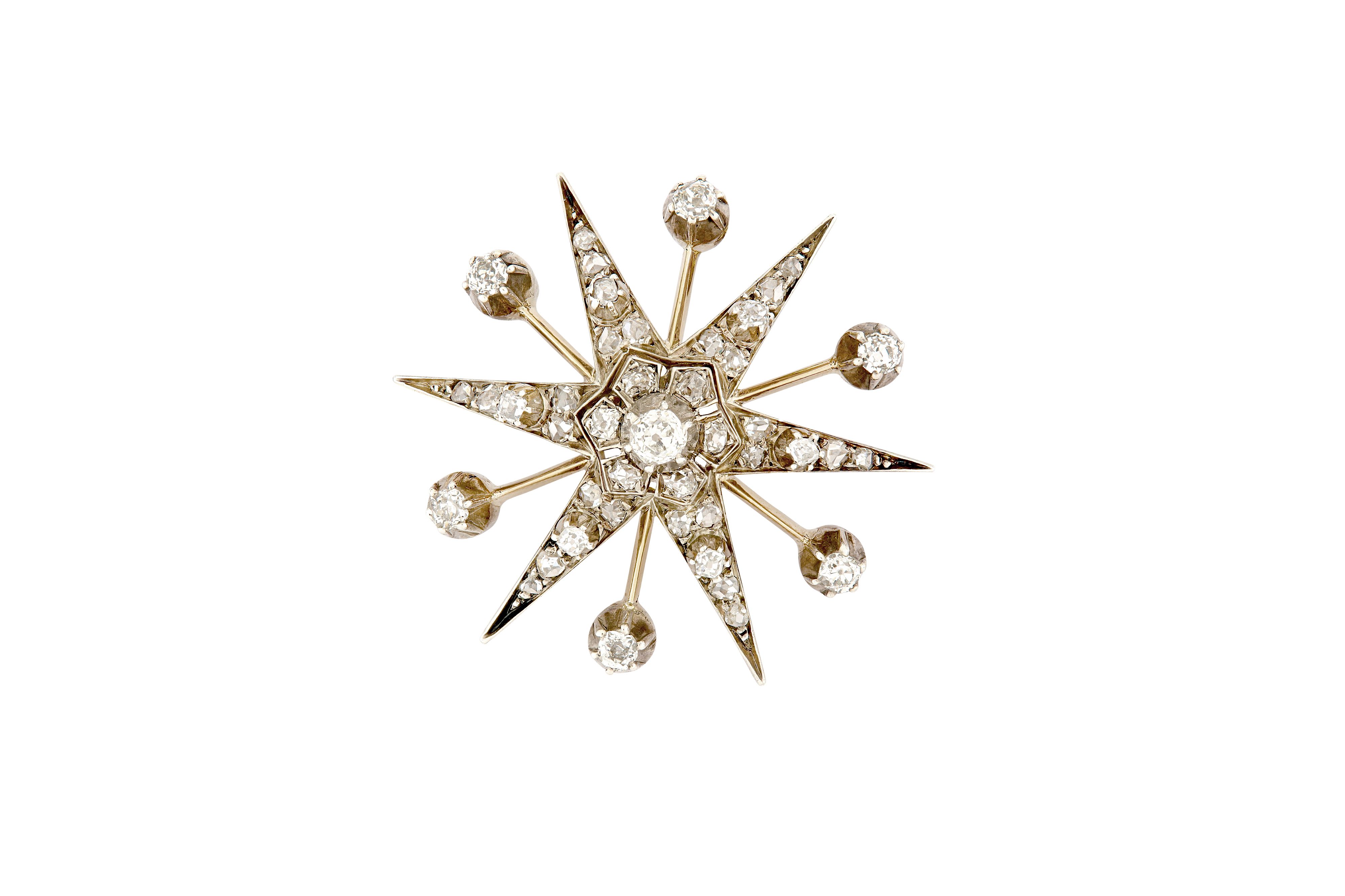 A diamond star brooch, circa 1890 - Image 2 of 2