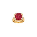 A pink tourmaline and diamond dress ring