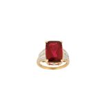 A red tourmaline and diamond ring