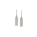 A pair of diamond pendent earrings