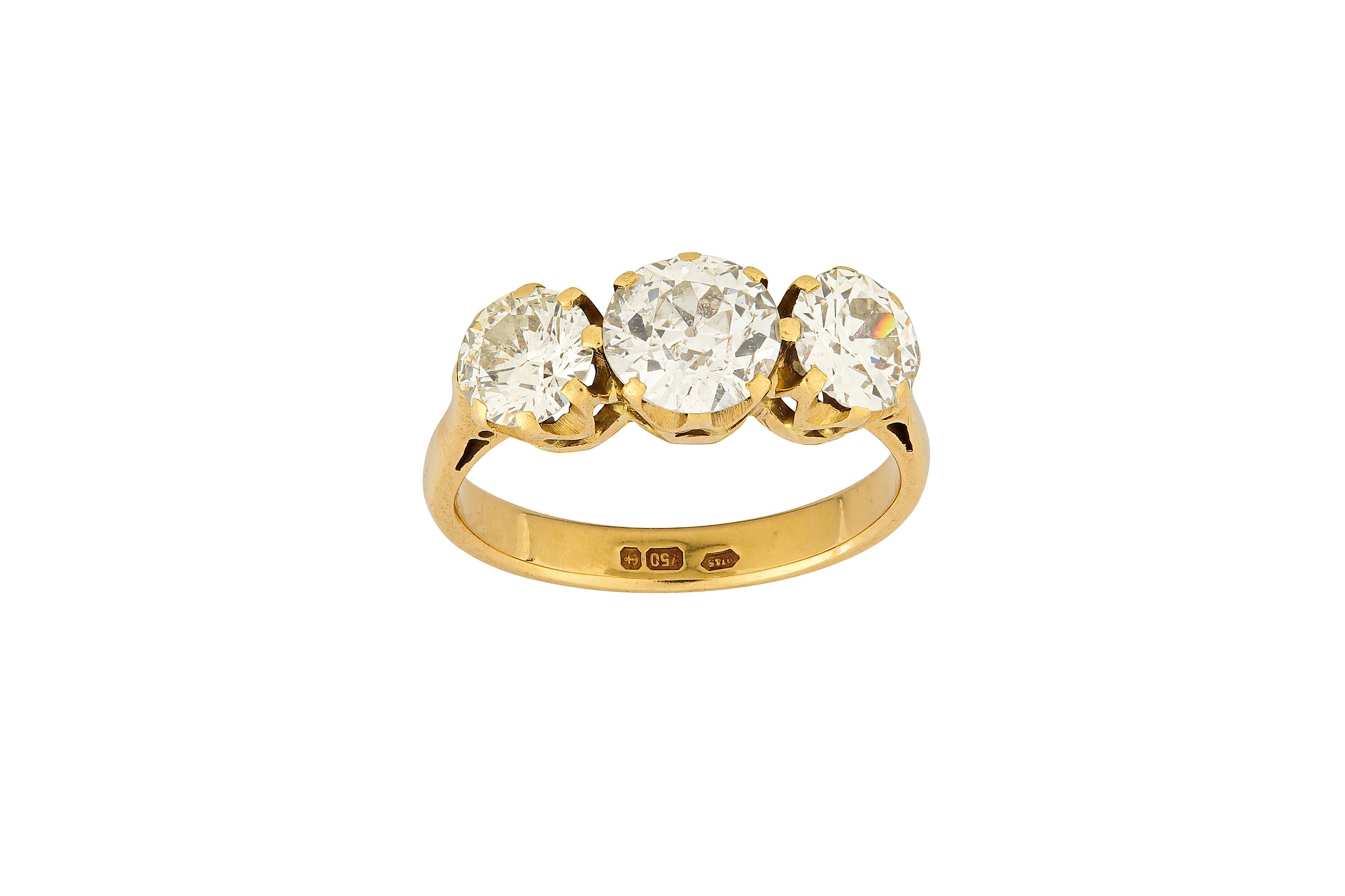 A diamond three-stone ring