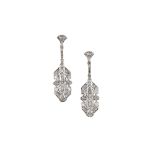 A pair of diamond pendent earrings