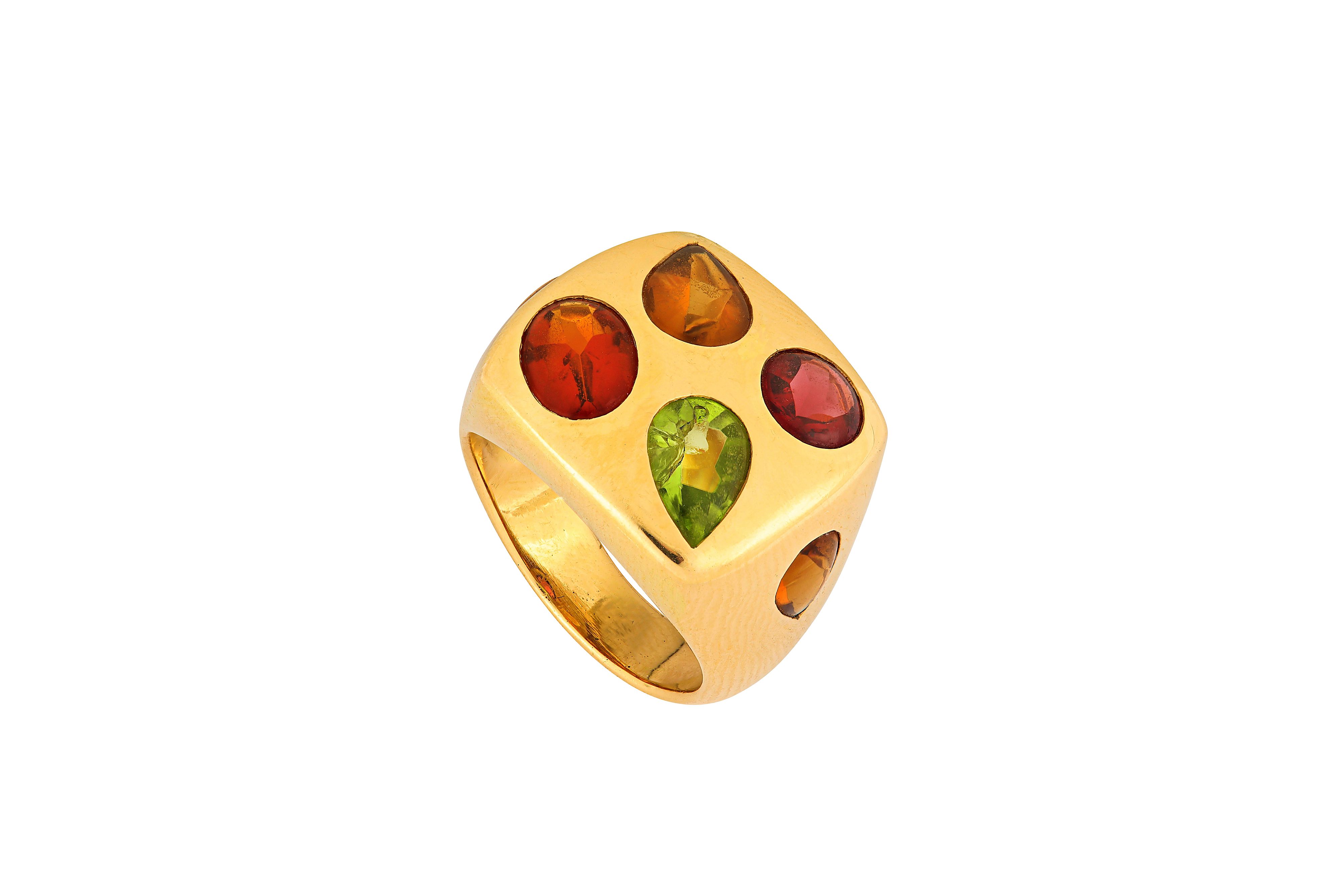 A multi-gem dress ring