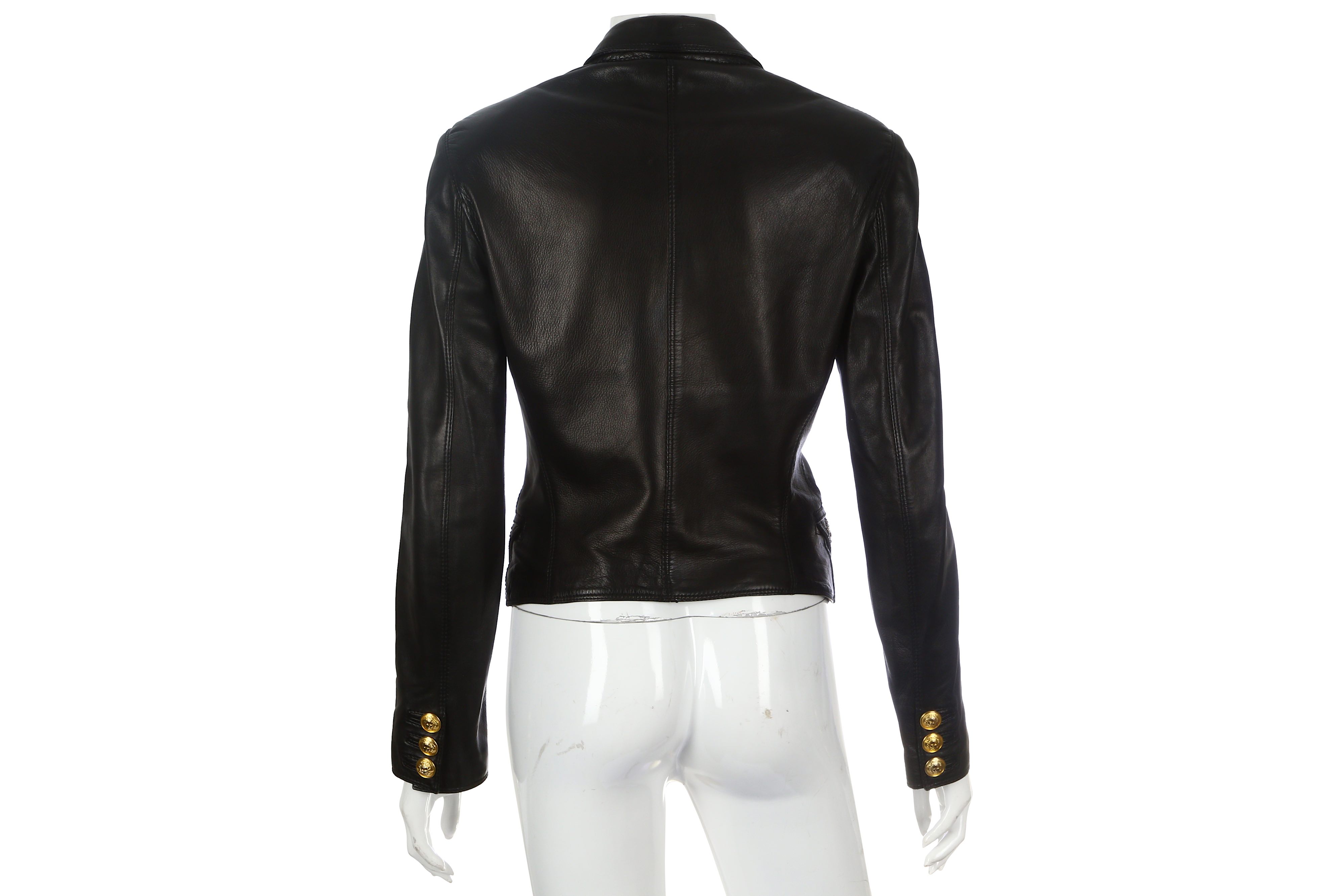 Gianni Versace Black Leather Jacket - Image 3 of 7