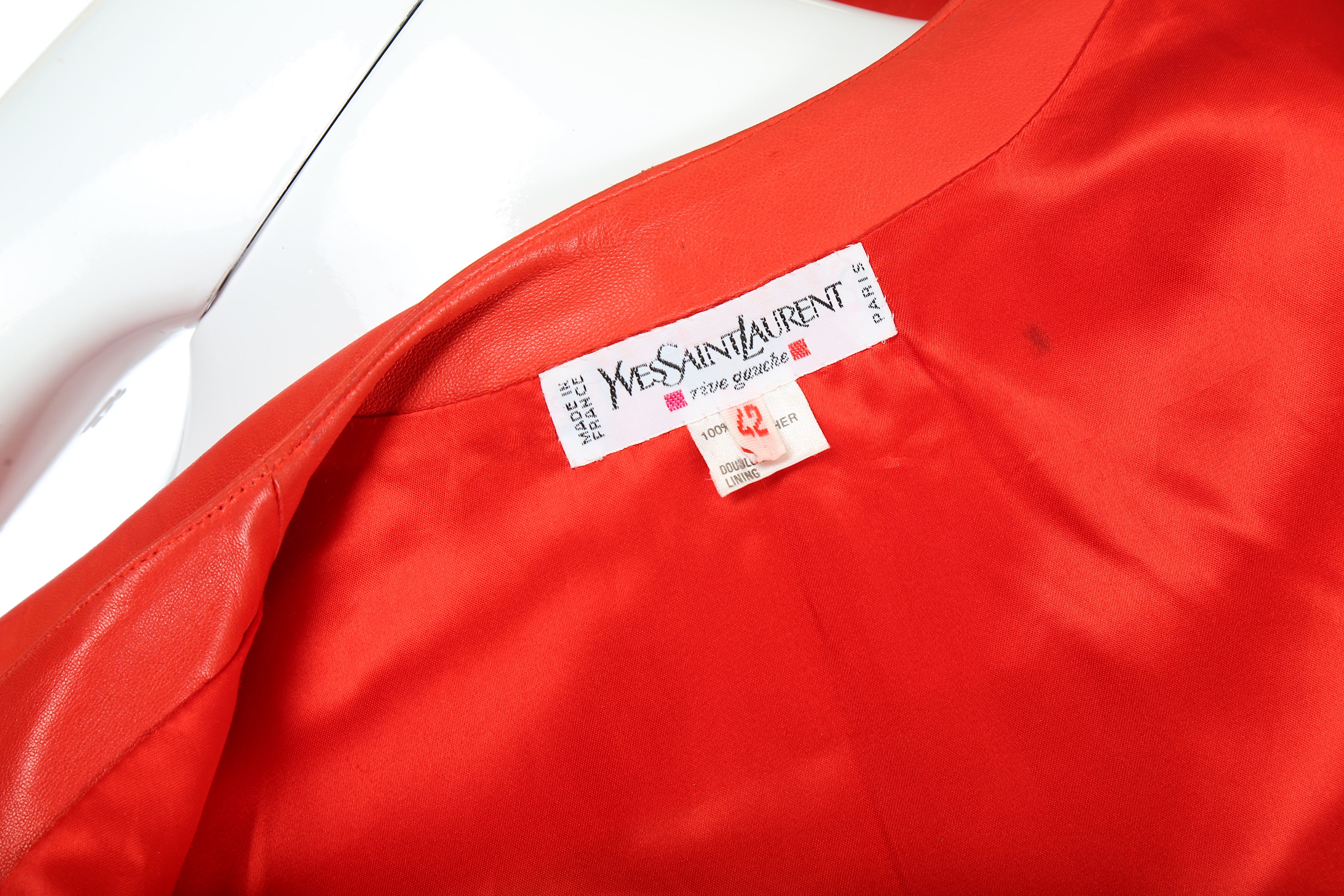 Yves Saint Laurent Red Leather Jacket - size 42 - Image 4 of 4