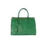 Prada Green Saffiano Double Zip Tote Bag