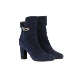 Hermes Joueuse Blue Suede Ankle Boots - EU 41