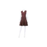 Alaia Aubergine Velveteen Fit and Flare Dress - size 38