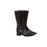 Gucci Horsebit Black Leather Heeled Boots US 7 (UK 4)