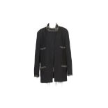 Chanel Silver Trimmed Black Wool Blazer - size 48