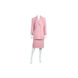 Chanel Baby Pink Wool Skirt Suit - size 46