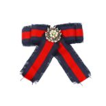 Gucci Web Grosgrain Embellished Bow Pin Brooch