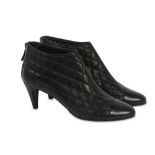 Chanel Black Leather Quilted Ankle Boot - EU 41