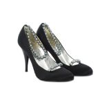 Chanel Black Satin Heeled Pumps - size 37