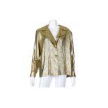 Yves Saint Laurent Rive Gauche Gold Metallic Silk Shirt - Size 40