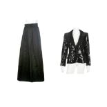 Yves Saint Laurent Rive Gauche Black 'Le Smoking' Sequin Suit - size 36