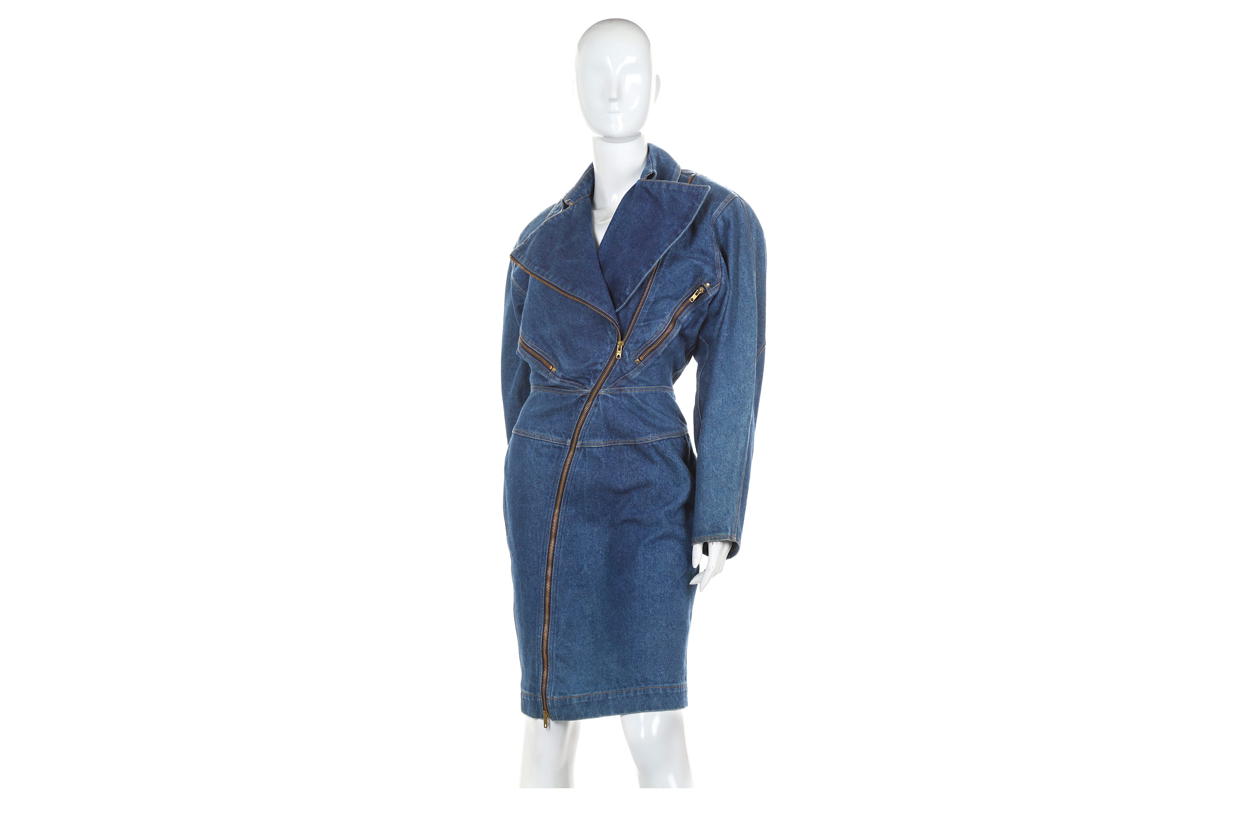 Azzedine Alaia Denim Motorcycle Dress