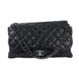 Chanel Black Lambskin 3 Accordion Jumbo Flap Bag