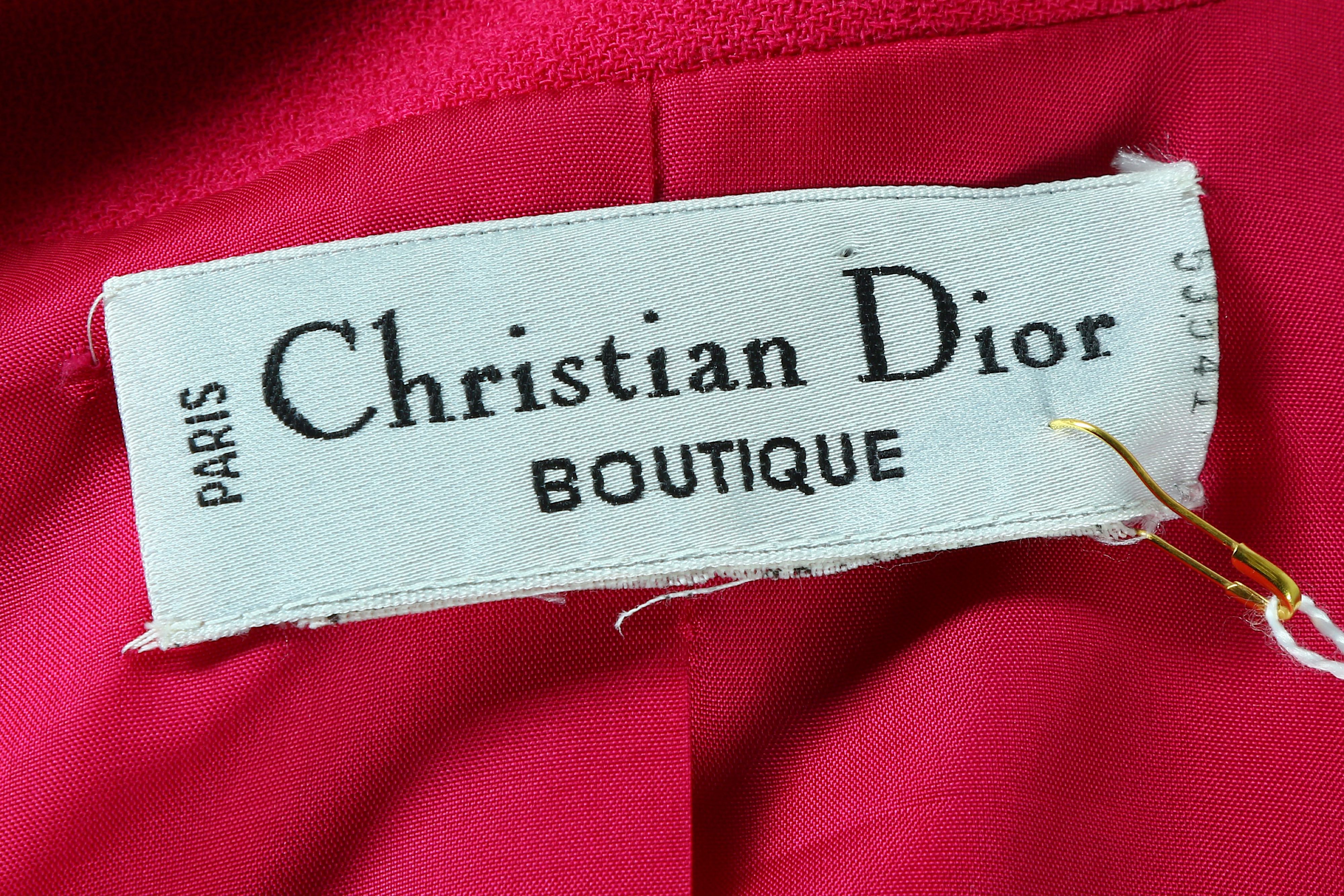 Christian Dior Boutique Demi-Couture Fuschia Skirt Suit - Image 6 of 6