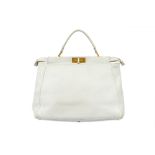 Fendi White Leather Large Peekaboo