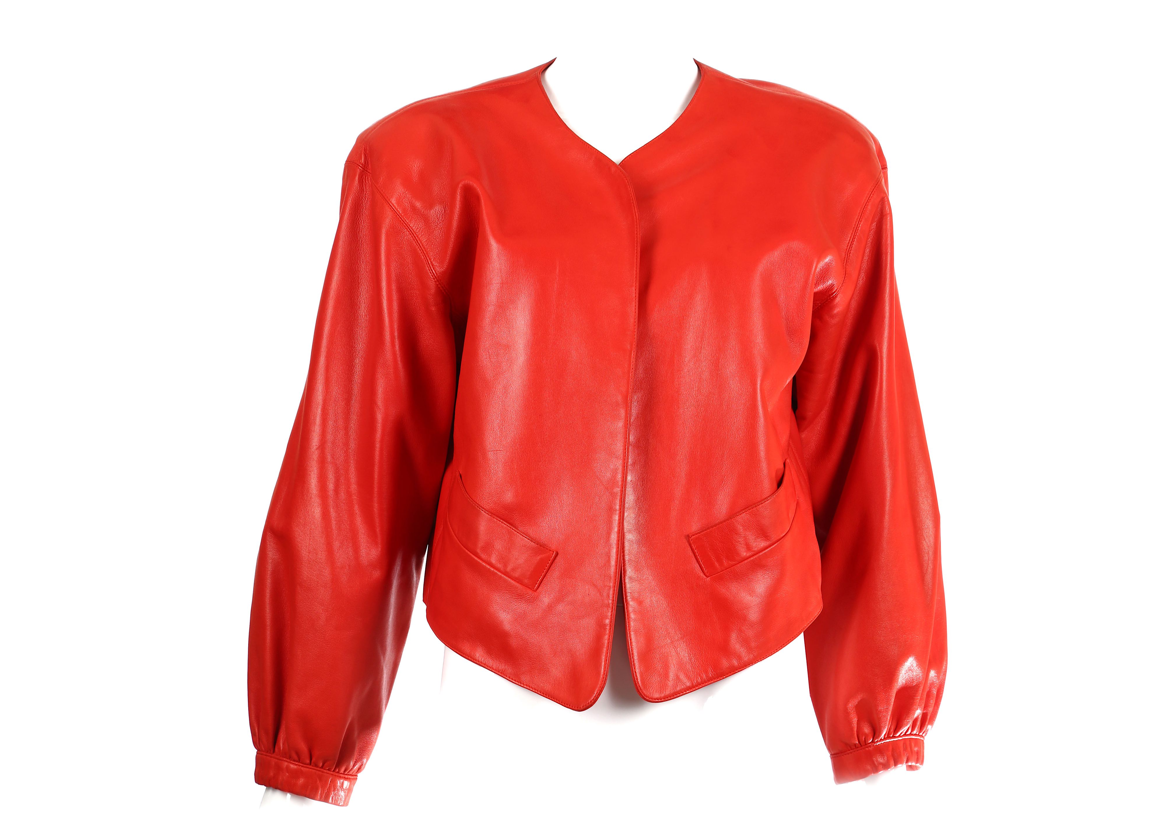 Yves Saint Laurent Red Leather Jacket - size 42