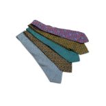 Five Hermes Silk Ties