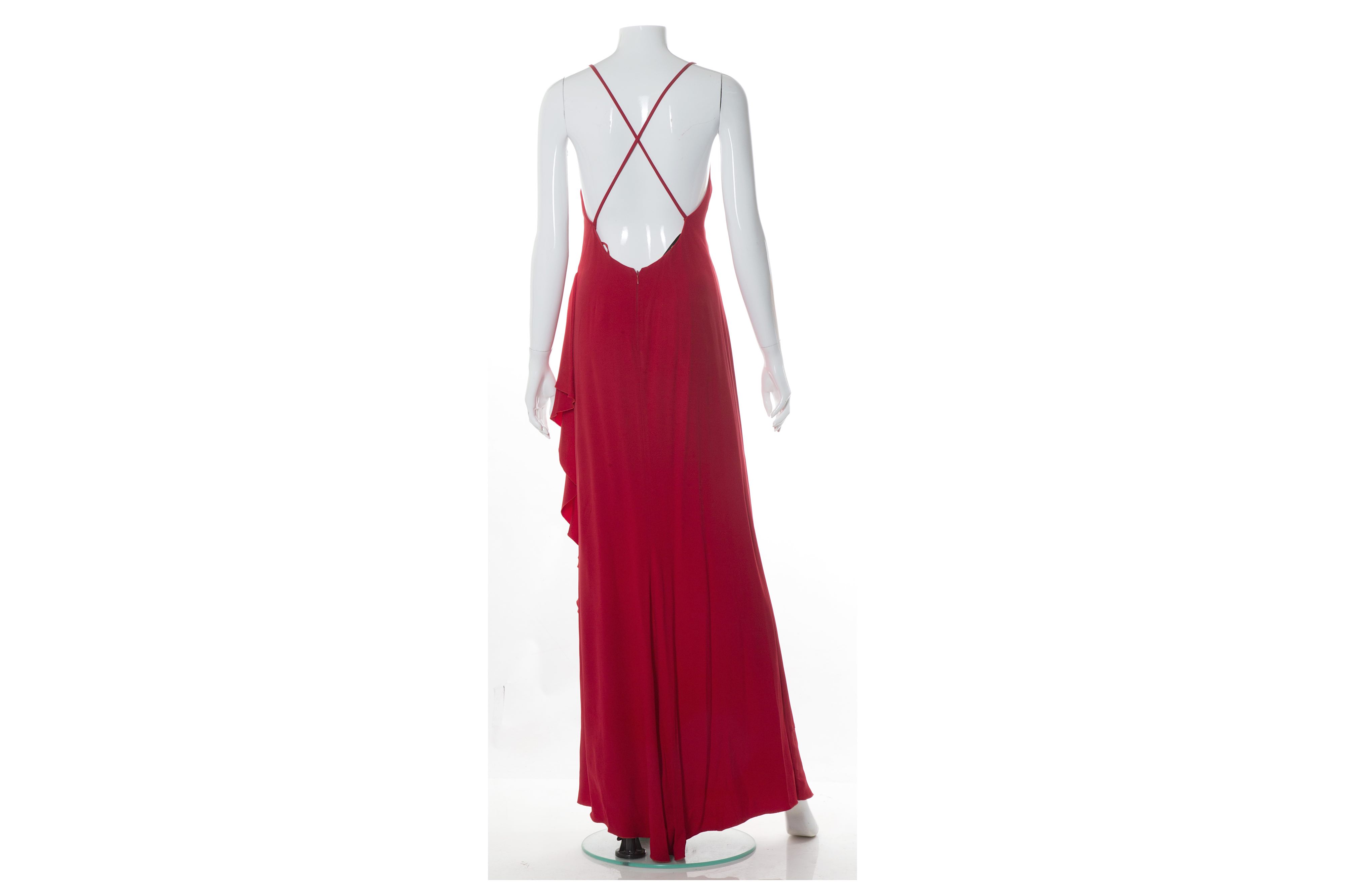 Valentino Boutique Red Silk Gown - size 6 - Image 3 of 6