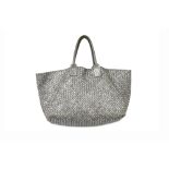 Bottega Veneta Silver Intrecciato Cabat Tote