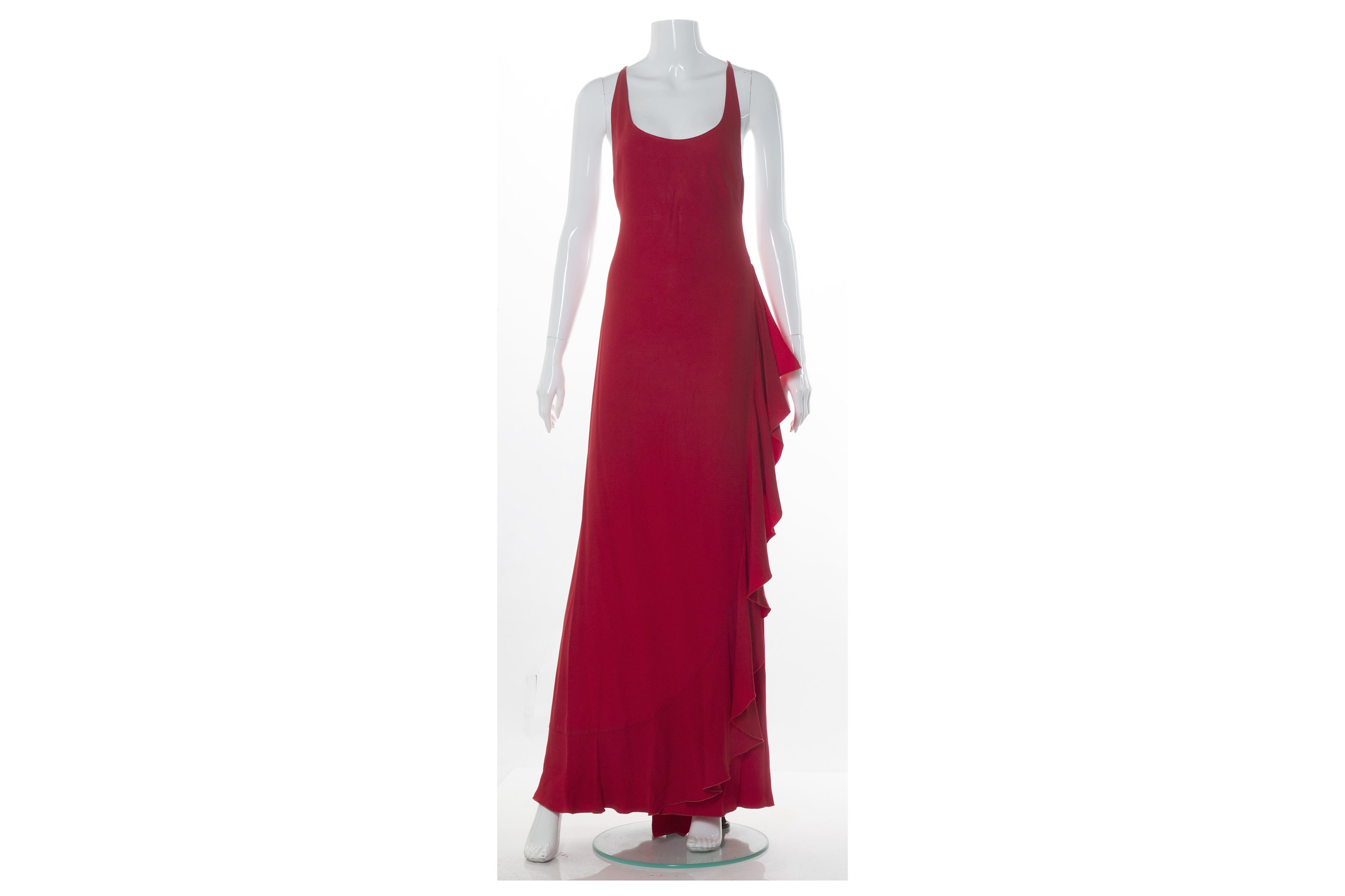 Valentino Boutique Red Silk Gown - size 6 - Image 2 of 6